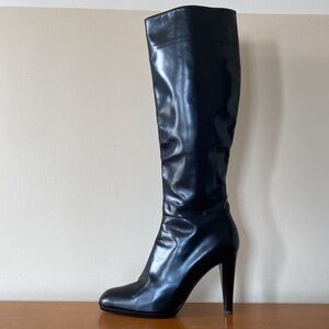 Jil Sander made in Italy tall black leather boots size EU 37 / US 6 1/2 PreOwned